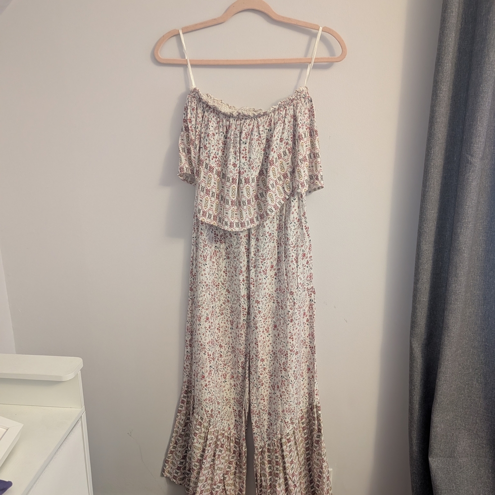 Japna Cream and Brown Patterned Maxi Dress